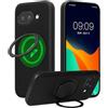 kwmobile Cover per Google Pixel 9a Cover Magnetica - Custodia Rigida Compatibile con Magsafe - Protezione Smartphone con Anello Rotante a 360° - Nero