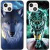 DiaryTown 2 Pezzi Cover per iPhone 15 Plus Custodia Nero TPU Silicone Morbida Gomma Ultra Back Case con Bello Disegno Motivi Antiurto Protettivo Cover per iPhone 15 Plus - Lupo