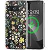 kwmobile Custodia Rigida Trasparente per Google Pixel 9a Cover - Compatibile con MagSafe - Protezione Extra con Bordi in TPU - Fiori Incantevoli