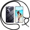 ISOI Cover con Cordino per Realme Note 60, Custodia Trasparente con Collana Tracolla Laccio Collo Ultra Sottile Morbido TPU Silicone Antiurto AntiGraffio Antiscivolo Case, Nero