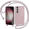 AOMYKE Cover per Samsung Galaxy S23 con Cordino, Custodia con Laccio Collana Tracolla Collo Liquido Silicone Antiurto TPU Antiurto AntiGraffio Case - Rosa