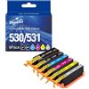 Superprint 530 531 XXL Cartucce Multipack Compatibile per Canon PGI-530 CLI-531 Cartucce per Canon PIXMA TS8750 TS8751 (Confezione da 6 PGBK Nero Ciano Magenta Giallo Grigio)