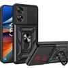 ESTH® Cover per TCL 50 SE 4G/TCL 40 NxtPaper 4G con Custodia per Fotocamera Scorrevole e Supporto ad Anello [Custodia Paraurti Compatibile con Supporto Magnetico per Auto], Nero