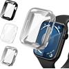 iVoler 3 Pezzi Cover con Pellicola Protettiva per Apple Watch 44mm SE (2025/2022 / 2020) Series 6 5 4, Copertura Completa Custodia Anti-Graffio Sottile Morbida TPU Case, Trasparente + Nero + Argento