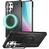 NALIA Custodia Magnetica Robusta per Samsung Galaxy S25 Ultra - Compatibile MagSafe & Stand Fotocamera - GRANITE (Cover Antiurto Rigida) - German Brand, Colore:Armor Nero Titanio