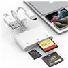 Bawanfa Plus lettore di schede SD per iPhone, lettore di schede SD/Micro SD/XD 3 in 1 per iPhone/dispositivi USB C/USB A, adattatore per schede XD Lightning+USB A+USB C per iPhone/iPad/PC