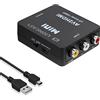 Lioncast Adattatore da dispositivi RCA a HDMI, convertitore AV 2 HDMI, adattatore AV a HDMI, supporto 1080P, con cavo di ricarica USB, custodia protettiva per PC/Nintendo/Xbox/PS4/TV/STB/VHS/VCR