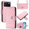 MOJIA Custodia Flip per Doogee Note 56 / Note 56 Plus/Note 56 Pro, Cover Portafoglio in Pelle PU, Cover Multifunzionale con Porta Carte, Cinturino da Polso e Tracolla. Pink