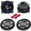 Generico KIT SET PER BOSS AUDIO SYSTEMS BE423, 2 altoparlanti coassiali 3 vie da 10,00 cm 100 mm 4, 112 watt rms 225 watt max, 4 ohm, 90 db, con led blu, sospensione in gomma, a coppia + accessori omaggio