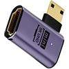 NFHK Mini HDMI maschio ad angolo sinistro a HDMI 2.1 femmina UHD adattatore convertitore oro supporto 8K 60hz HDTV