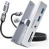 ORICO Hub USB 3.0, Hub USB a pinza con lettore di schede SD/TF, Splitter USB con 2 porte USB-A 3.0, audio da 3,5 mm, 5 Gbps, collegamento alimentazione 5V, per monitor, desktop