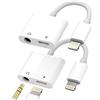 zoyuzan Adattatore da Lightning a Jack 3.5 Cuffie 2 in 1 (confezione da 2) per Apple per iPhone 14 13 12 11 Pro MAX Mini per cuffie iPad Air Caricabatterie Cavo AUX per auto Dongle AUX Accessori per cuffie