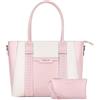 MOSISO Borsa Tote Laptop Donna, 15,6 Pollici Custodia Lavoro Pelle PU con Strisce a Doppia Trama e Pochette, Borsa a Tracolla Impermeabile Computer e Ufficio, Rosa