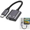 Annlpoy 1pcs Adattatore USB C a Jack 3.5mm 2in1,USB C to Audio Jack Adapter with Fast Charge,Adattatore per Cuffie USB C, Compatibile con, Samsung Galaxy S24/S23/S22 Ultra,Xiao mi, Pixel 8