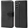 Verco custodia per Samsung S22 5G, Case per Samsung Galaxy S22 Cover PU Pelle Portafoglio Protettiva, Nero
