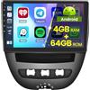 Hikity 5G WiFi 4+64G Android Autoradio per Peugeot 107/ Toyota Aygo/Citroen C1 2004-2014, 10 Pollici IPS Touch Screen Stereo Auto con Carplay Android Auto Bluetooth5.0 FM/RDS GPS SWC AHD Retrocamera