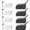 vFound V4 Plus Sistema Intercom per Caschi Moto Bluetooth,Portata 1.500 m, Comunicazione Gruppo 4 Persone per Motociclisti, Arbitri FIGC, Sciatori e Quad/Enduro (4 Pezzi)