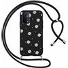 Foonary Cover con Cordino per OPPO A74 5G / A54 5G 6,5, Custodia con Laccio Collana Tracolla Aesthetic Smile Disegni Morbido Antiurto TPU Necklace Protettiva Corda Case per OPPO A74 5G, Fiori 1