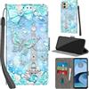 Haninsuze Cover per Motorola Moto G14, Torre | Pelle PU Portafoglio, Porta Carte, Magnetica, Libro, Antiurto Custodia