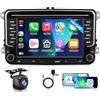 Hodozzy [4GB+64GB] Autoradio per VW Passat Golf Beetle Polo Caddy Tiguan Touran Jetta Schermo per SEAT SKODA Android con Carplay Android Auto, Hodozzy 7 Pollici Touch Screen Radio con Bluetooth, GPS WiFi RDS