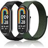 SeNool Cinturino Compatibile con Xiaomi Smart Band 10/9 / 8, [2 Pezzi] [Nylon Ricambio Bracciale] [Leggero, Resistente], Band per Xiaomi Mi Band 10/9 / 8 - Grigio + Verde