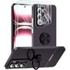 ANFAIRLACE Cover Compatibile con Oppo Reno 12 Pro, Custodia Metallo Magnetica Anello 360 Supporto Trasparente Silicone Chiaro Case, Nero