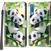 Haninsuze Cover per Samsung Galaxy A7 2018, Custodia Interno TPU Antiurto Portafoglio con Disegni [schede Fessura] [Supporto Stand] Cover Libro in PU Pelle (panda)
