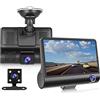 Asixxsix Dash Cam Anteriore E Posteriore, 1080p 170° Grandangolo 4 Pollici Car Dvr Video Dash Cam Recorder Con Visione Notturna, Sensore G, Registrazione in Loop E Rilevamento Del Movimento