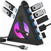 JoyReken Hub USB a 7 porte, hub dati USB 3.0 con cavo lungo 0,6 m, luce notturna RGB, hub di gioco multi porta per PC, laptop, unità flash, tastiera, mouse, console, Xbox, PS4/PS5, iMac, unità flash