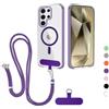 Beajew Cover Magnetica per Samsung Galaxy S25 Ultra con Regolabile Rimovibile Corda da Collo Catena Collana [Compatibile con MagSafe] Clear Case con Cellulare per Galaxy S25 Ultra, Viola