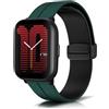 KeeFos Cinturini Compatibile con Amazfit T-Rex 3 Pro 44mm/Active 2 Square/Active 2/GTR Mini/GTR 42mm/GTS 4/4 Mini/3/Bip 3 Pro/3, Cinturino in Silicone con Fibbia Magnetica - Verde/Nero