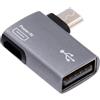 NFHK Adattatore OTG Host da Micro USB 2.0 a femmina tipo A 90 gradi angolato a sinistra con alimentazione USB per telefono e tablet