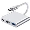 QIANRENON 3 in 1 USB C HUB Adattatore USB C HDMI USB3.0 Multiporta Connettori USB C maschio a HDMI+USB3.0+USBC femmina Convertitore,Ricarica trasmissione audio/video 4K,Per MacBook Smartphone Tablet