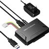 RENGOGA Adattatore IDE USB 3.0, USB 3.0 a SATA adattatore universale per dischi rigidi da 2,5 e 3,5 pollici SATA & IDE HDD/SSD con alimentatore da 12 V 2 A, cavo USB per Windows 10/8/7/XP/Vista Mac OS