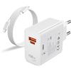 ACANDYA 100W Caricabatterie con 6A USB C Cavo 2m per Honor 400 200 Pro 200 Lite Magic 8 7 5 6, 2-Porte Presa Caricatore Rapido per HONOR 90 Smart X6b X7b 70 Lite X8a X7a X6a X8b X7b Magic V2 V3 PAD 9
