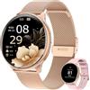 SLOKSFil Smartwatch donna con Bluetooth Chiamate, 1,39 Orologio donna rotondo SpO2/24H Cardiofrequenzimetro/Pressione Sanguigna/Sonno Contapassi 100+ Modalità Sportive per iOS Android (Oro rosa)