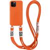 Emlivi - Custodia con catenina per iPhone 13 Mini, cover in silicone liquido e nylon, tracolla morbida, cover in TPU con elegante cordino, arancione