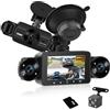 Hodozzy Dashcam Auto 360°, 4 Telecamere Anteriori e Posteriori, 1080P, 8 LED Visione Notturna IR, Schermo Tattile IPS 3, Registrazione in Ciclo, Sensore G, Visione Notturna+Scheda SD da 64 GB