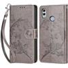KENHONER Compatibile Cover con Honor 10 Lite/Huawei P Smart 2019,Premium Pelle PU Portafoglio Flip Libro Custodia Cover per Huawei P Smart 2019 [Protezione Completa] (Grigio Farfalla)