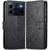 MOJIA Cover in Pelle per Doogee Note 56 / Note 56 Plus/Note 56 Pro, Custodia Premium a Portafoglio con Interno Case in TPU e Porta Carte [Cinturino da Polso in Regalo]. Nero