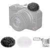 SMALLRIG Kit Parabrezza Peloso (2 pezzi) per Fotocamera Canon EOS R50 V, Adattatore ColdShoe con Paravento, Riduzione del Rumore, Include Grigio e Bianco, per Attacco Microfono Leggero - 5434
