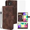 Tothedu Custodia per Xiaomi Redmi 9C/Redmi 9C NFC/Redmi 9 Activ con vetro temperato, custodia in pelle con porta carte di credito, telefono per Xiaomi Redmi 9C Marrone