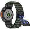 Niboow QuickFit 26mm Intrecciato Cinturino per Garmin Fenix 8 51mm/Fenix 7X Pro Solar/Fenix 7X/Fenix 6X/Fenix 6X Pro, Traspirante Nylon Cinturini per Garmin Tactix 8 51mm/Descent Mk3i - Nero/Verde
