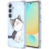 YUXING Cover Trasparente per Samsung Galaxy S24 FE 5G - Custodia Protettiva Sottile in TPU Morbido Antiurto con Carino Motivo Disegno Cool (Cat)