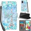 Haninsuze Cover per Samsung Galaxy A71, Torre | Pelle PU Portafoglio, Porta Carte, Magnetica, Libro, Antiurto Custodia