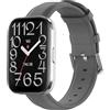 GIOPUEY Cinturini Compatibile con Amazfit Bip 5 Unity, Vera Pelle Cinturino [Resistente all'Usura] [Traspirante] - Grey