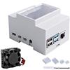 GeeekPi Custodia per Raspberry Pi4 su guida DIN - Scatola modulare per quadri elettrici, Custodia Raspberry Pi 4 con ventola, Dissipatore Raspberry Pi per Raspberry Pi 4 Modello B