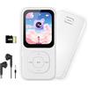 PECSU Lettore MP3 da 64GB con Bluetooth 5.3, Lettore musicale PECSU schermo HD con altoparlante, Radio FM, Registratore vocale, Suono HiFi, E-book, Cuffie incluse (Bianco)
