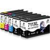 DOUBLE D Cartuccia d'inchiostro compatibile 711XL 711 XL CZ129A CZ133A 80ML ad alta resa di ricambio per HP Designjet T120 24 T120 610 T520 24 T520 36 T520 610 T520 914 (2BK1C1M1Y) 5 pezzi