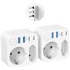 SUDEERY 2 adattatori da viaggio USA con 4 USB (2 tipo C), adattatore da viaggio con interruttore (EU to IT)
